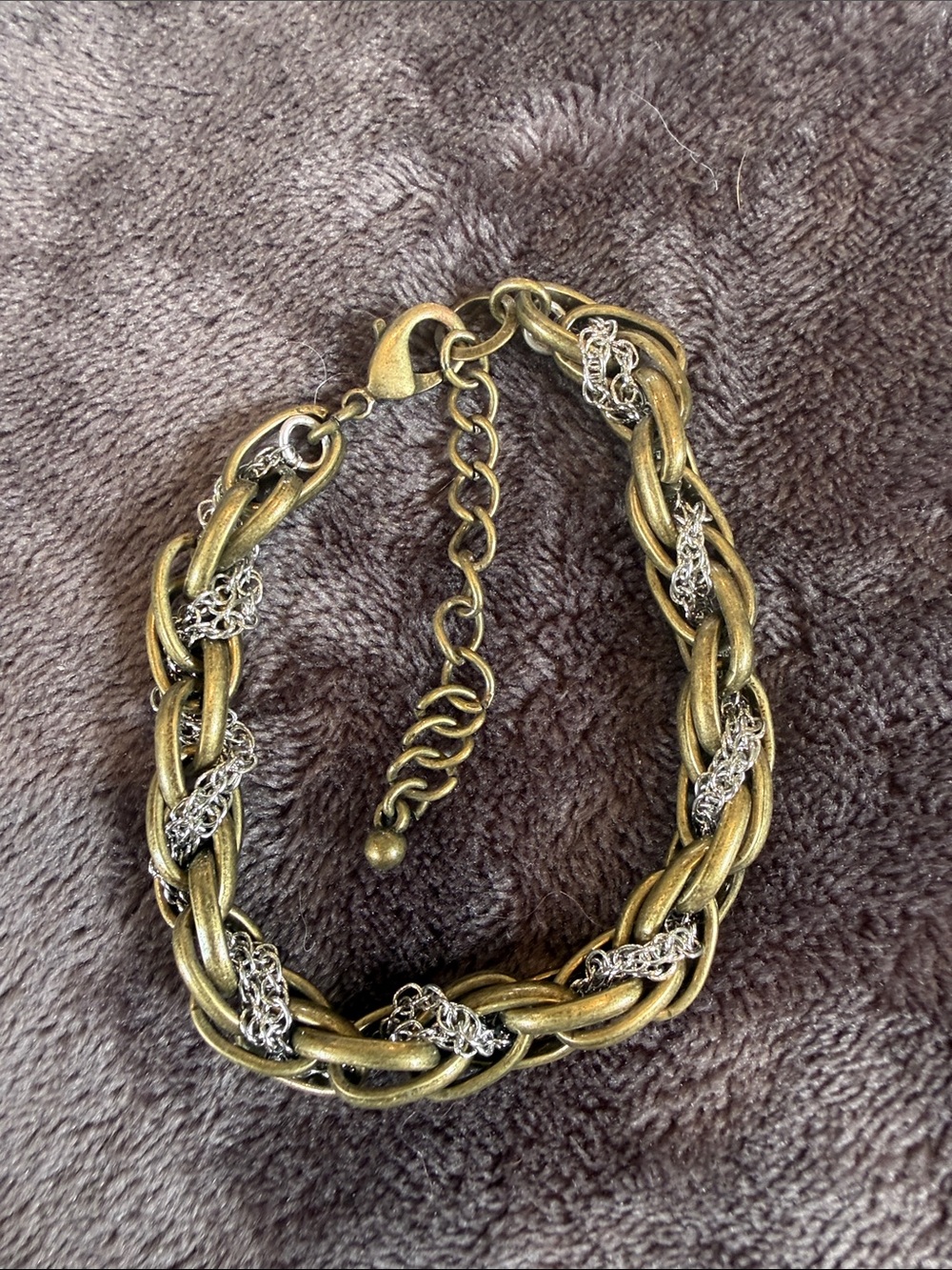 Vintage-Inspired Gold and Silver Braided Chain Bracelet